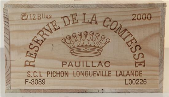 A case of twelve bottles of Reserve de la Comtesse, Pichon Longueville Lalande, Pauillac, 2000.